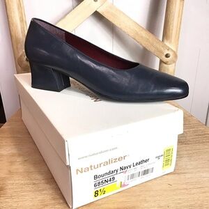 Naturalizer Womens Boundary Navy Blue Leather Pump Heel Size 8.5N